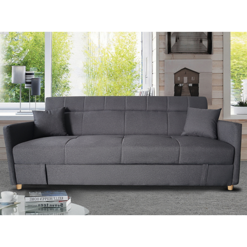 Adare - Canapé Convertible Avec Coffre En Tissu Gris Foncé 3 Places