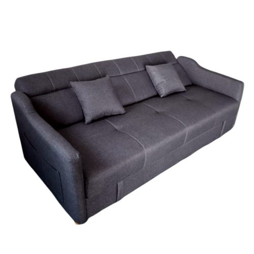 Adare - Canapé Convertible Avec Coffre En Tissu Gris Foncé 3 Places