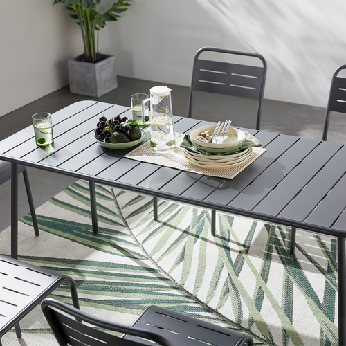 Bergame -ensemble Table Et Chaises 6 Personnes Gris Foncé