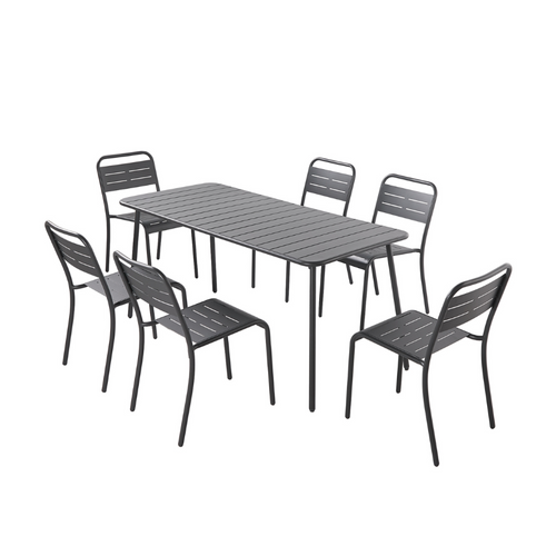 Bergame -ensemble Table Et Chaises 6 Personnes Gris Foncé