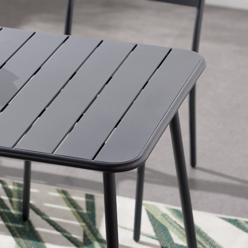 Bergame -ensemble Table Et Chaises 6 Personnes Gris Foncé
