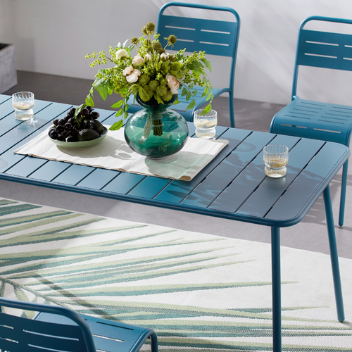 Bergame - Ensemble Table Et Chaises 6 Personnes Bleu