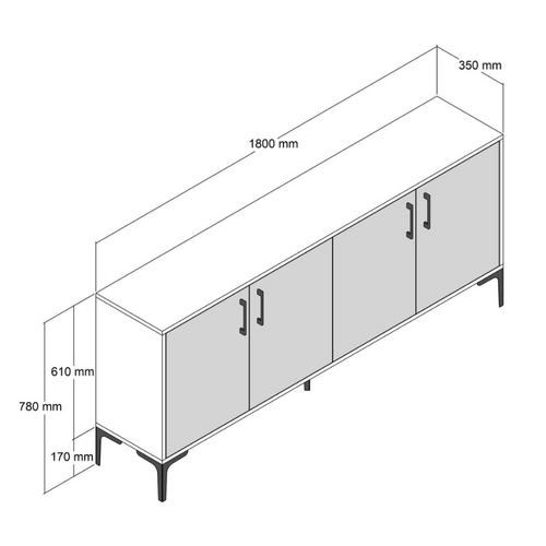 Arkel - Buffet 160 Cm Style Industriel