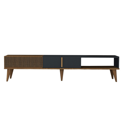 Nola - Meuble TV Design Bois Et Anthracite 180 Cm