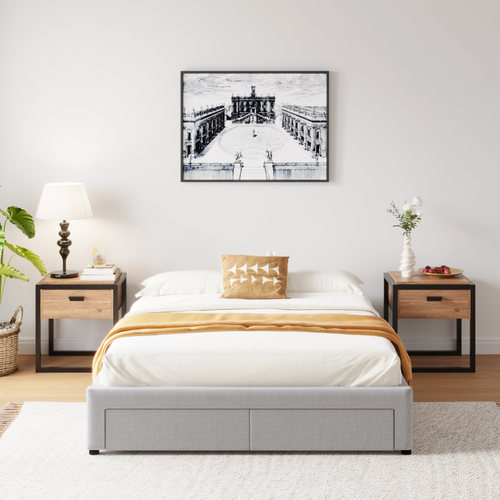 Sacramento - Lit Contemporain à Tiroirs - 160x200 - Gris