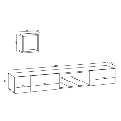 Bergen - Meuble TV Avec Rangements Imitation Chêne Clair