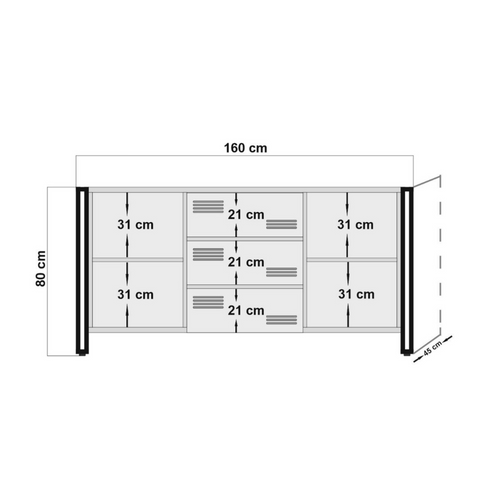 Holen - Buffet Industriel 2 Portes / 3 Tiroirs