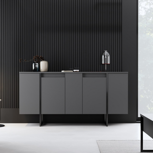 Boras - Buffet Design Noir 4 Portes