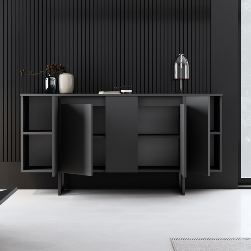 Boras - Buffet Design Noir 4 Portes