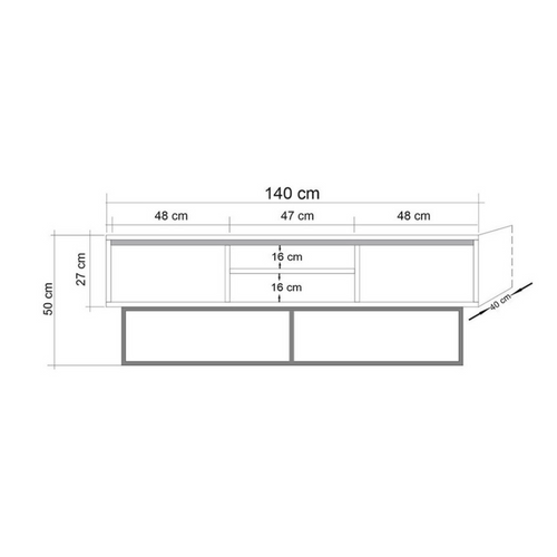 Haye - Meuble TV Couleur Noyer Et Noir Avec Rangements