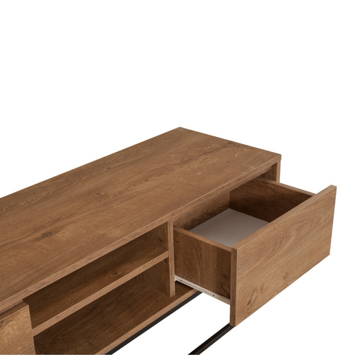 Haye - Meuble TV Couleur Noyer Et Noir Avec Rangements