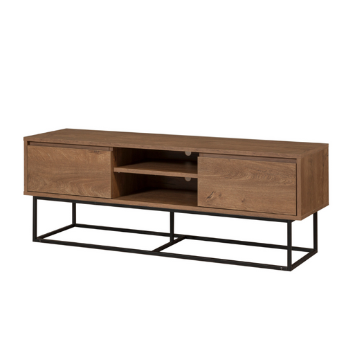 Haye - Meuble TV Couleur Noyer Et Noir Avec Rangements