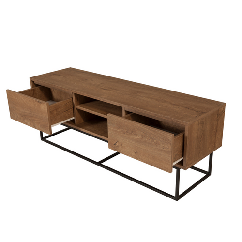 Haye - Meuble TV Couleur Noyer Et Noir Avec Rangements