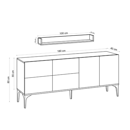 Assen - Ensemble Buffet Et Étagère Murale