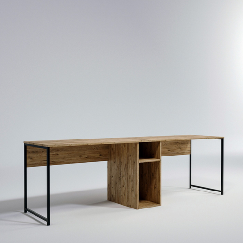 Kili - Bureau 2 Personnes En Bois Avec Niches