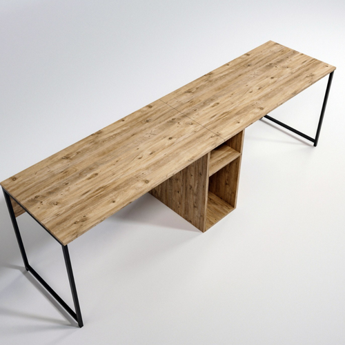 Kili - Bureau 2 Personnes En Bois Avec Niches