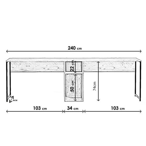 Kili - Bureau 2 Personnes En Bois Avec Niches