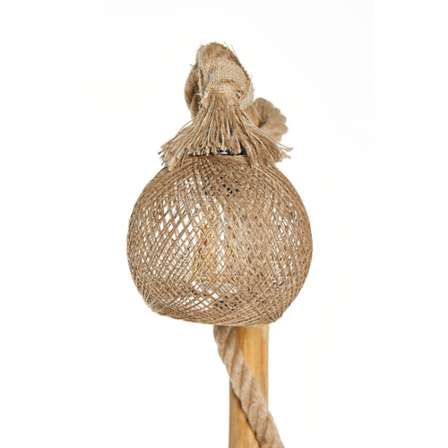 Alex - Lampadaire En Bois Et Cordes Avec Rebord