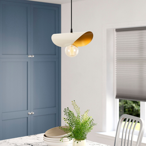 Salome - Suspension Filaire Blanche Et Dorée En Métal