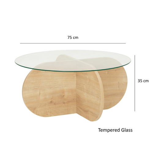 Ribe - Table Basse En Bois Et Plateau En Verre