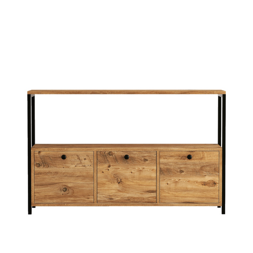 Fero - Buffet 3 Portes Style Industriel Bois/noir