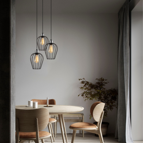 Mia - Suspension Filaire Noire 3 Lampes