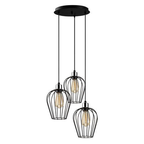 Mia - Suspension Filaire Noire 3 Lampes