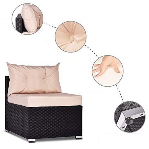 Nacula - Salon De Jardin Modulable 6 Places En Résine Tressée - Noir