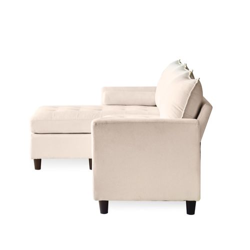 Coventry - Canapé 3 Places En Tissu Avec Pouf Beige