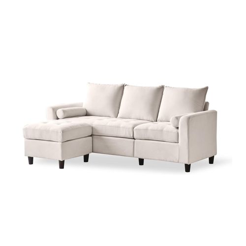 Coventry - Canapé 3 Places En Tissu Avec Pouf Beige