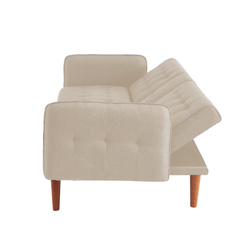 Inverness - Canapé 3 Places Convertible Avec Tablette Centrale Rabattable Beige