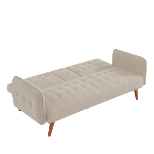 Inverness - Canapé 3 Places Convertible Avec Tablette Centrale Rabattable Beige