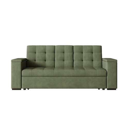 Noho - Canapé 3 Places Convertible Vert Velours Côtelé