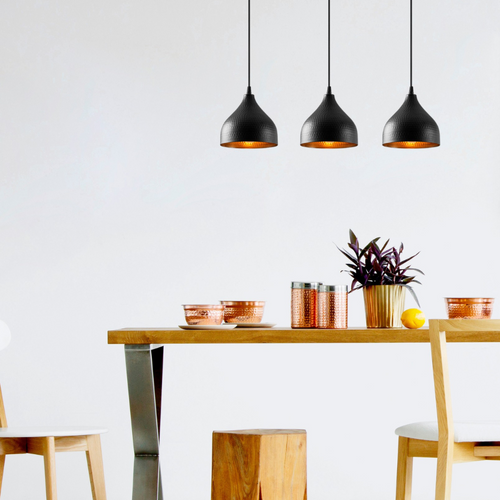 Louise - Suspension En Métal Noir 3 Ampoules