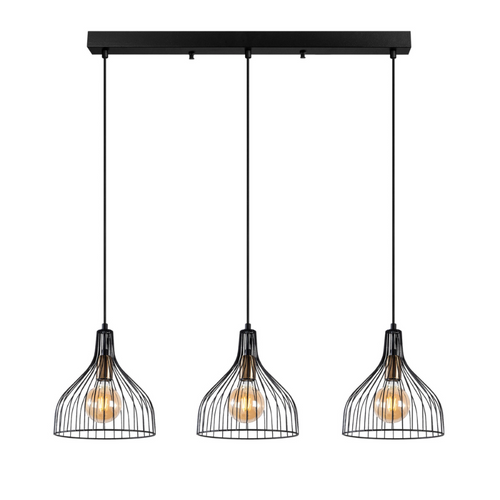 Marie - Plafonnier En Métal Noir - 3 Lampes