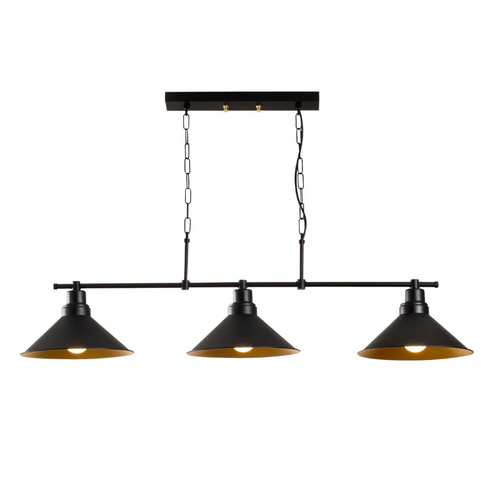 Erika - Suspension Industreille Noire 3 Ampoules