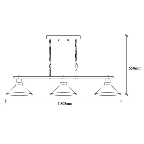 Erika - Suspension Industreille Noire 3 Ampoules
