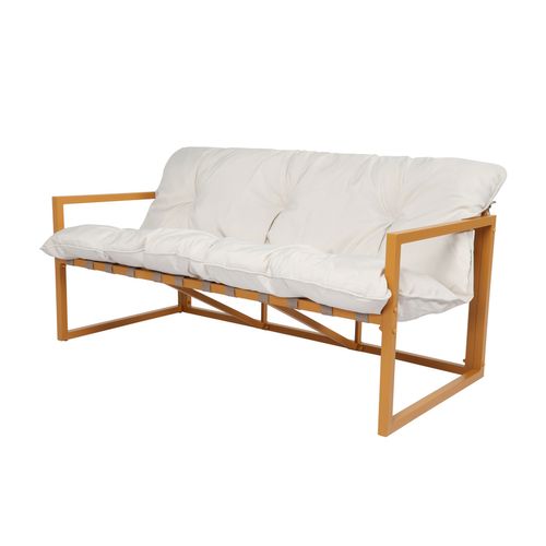 Rabat - Salon De Jardin 5 Places Contemporain Marron Et Coussins Beiges