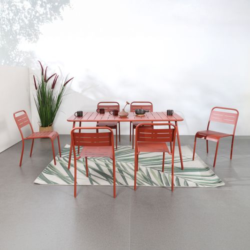 Bergame - Table De Jardin 6 Places 160x70cm Terracotta