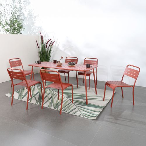 Bergame - Table De Jardin 6 Places 160x70cm Terracotta