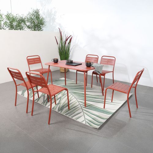 Bergame - Lot De 6 Chaises Salon De Jardin Repas Terracotta