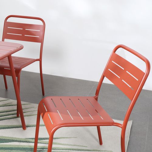 Bergame - Lot De 6 Chaises Salon De Jardin Repas Terracotta