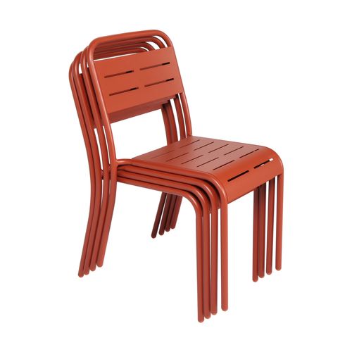 Bergame - Lot De 6 Chaises Salon De Jardin Repas Terracotta