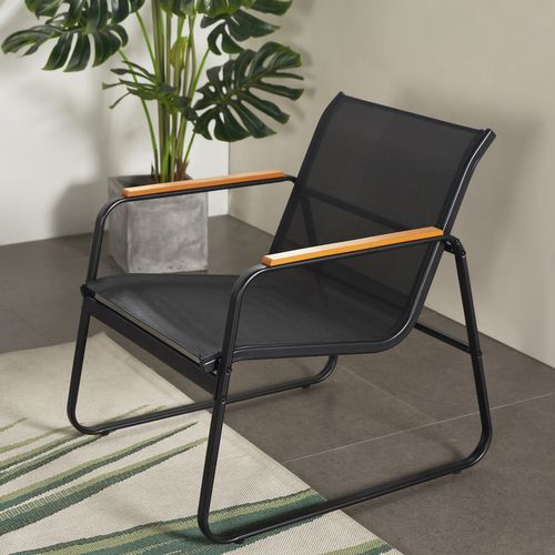 Aurora - Salon De Jardin 4 Places En Toile De Polyester Noir