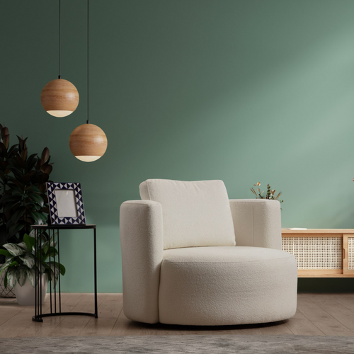 Olsen - Fauteuil Bouclettes Couleur Crème