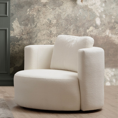 Olsen - Fauteuil Bouclettes Couleur Crème