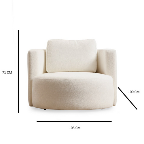 Olsen - Fauteuil Bouclettes Couleur Crème