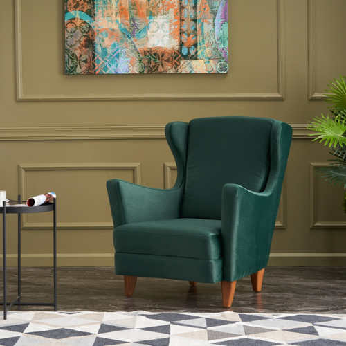 Williams - Fauteuil à Oreilles En Velours Vert