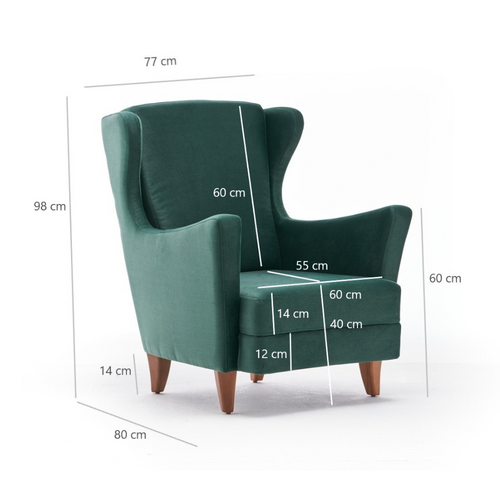 Williams - Fauteuil à Oreilles En Velours Vert