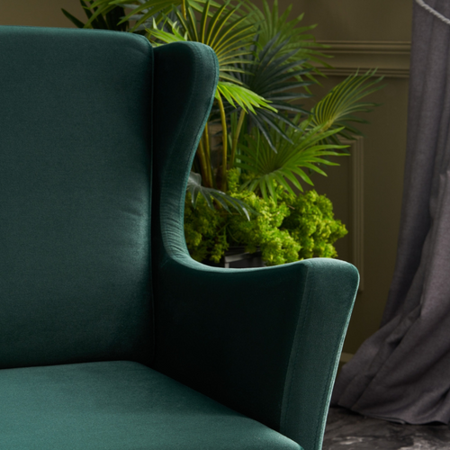 Williams - Fauteuil à Oreilles En Velours Vert